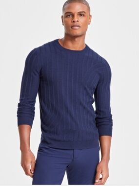 Alfani Men's Wool-Blend Textured Sweater, Size XXL US NWT